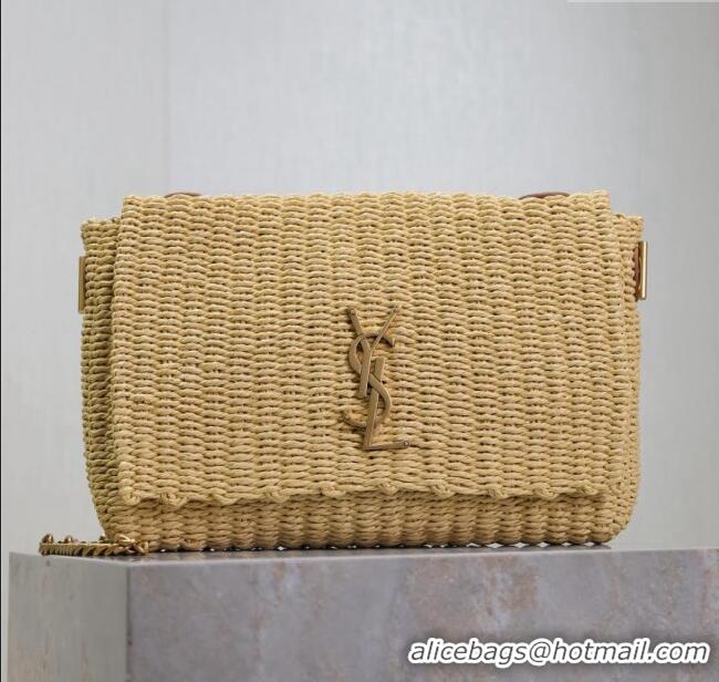 Top Design Saint Laurent Kate Medium Chain Bag in Raffia Straw 553804 Beige 2025