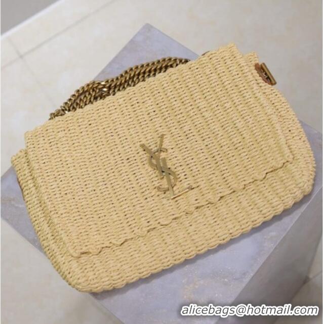 Top Design Saint Laurent Kate Medium Chain Bag in Raffia Straw 553804 Beige 2025