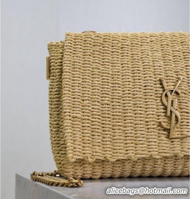 Top Design Saint Laurent Kate Medium Chain Bag in Raffia Straw 553804 Beige 2025