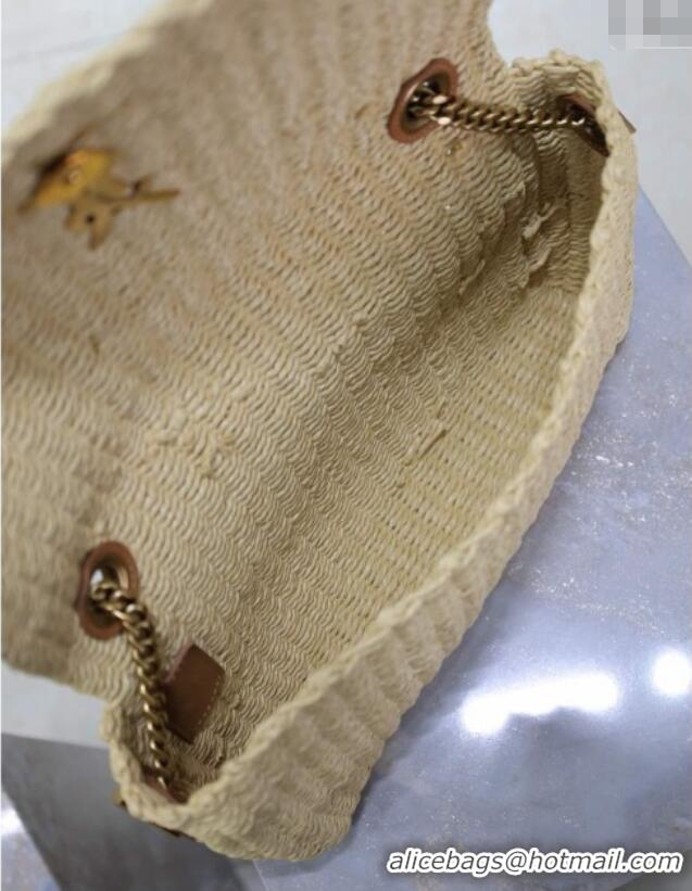 Top Design Saint Laurent Kate Medium Chain Bag in Raffia Straw 553804 Beige 2025