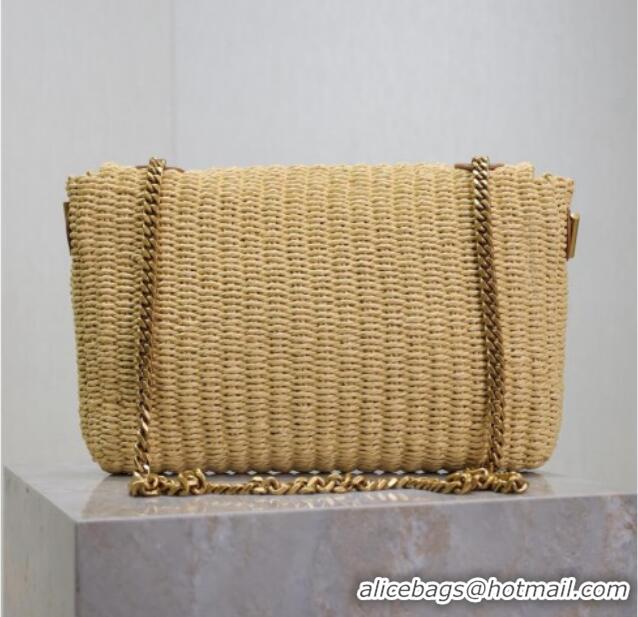 Top Design Saint Laurent Kate Medium Chain Bag in Raffia Straw 553804 Beige 2025