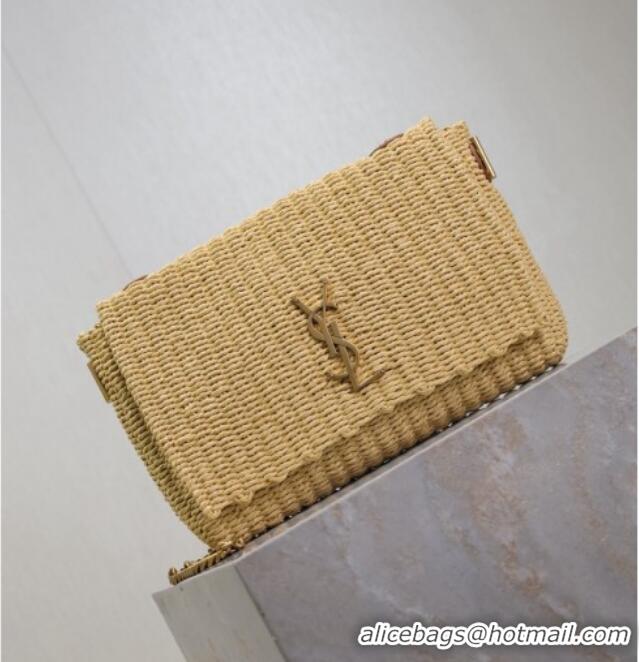 Top Design Saint Laurent Kate Medium Chain Bag in Raffia Straw 553804 Beige 2025