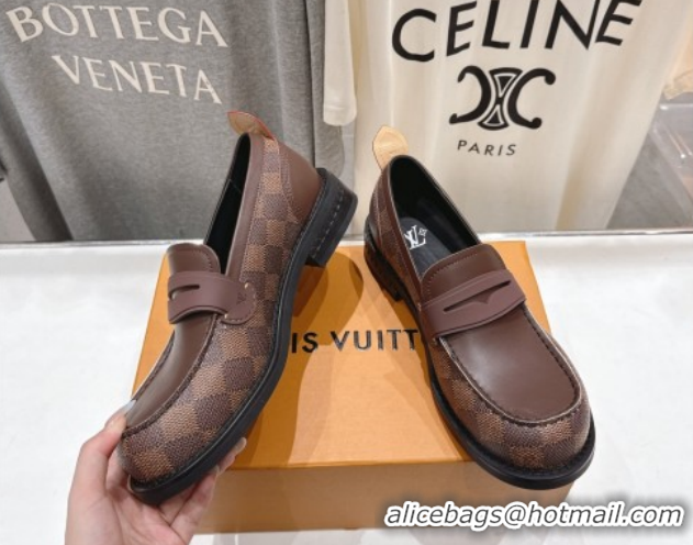 Sophisticated Louis Vuitton LV Bubble Loafers in Damier Canvas and Leather Brown 1AIJHI 1022071