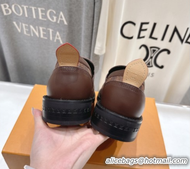 Sophisticated Louis Vuitton LV Bubble Loafers in Damier Canvas and Leather Brown 1AIJHI 1022071