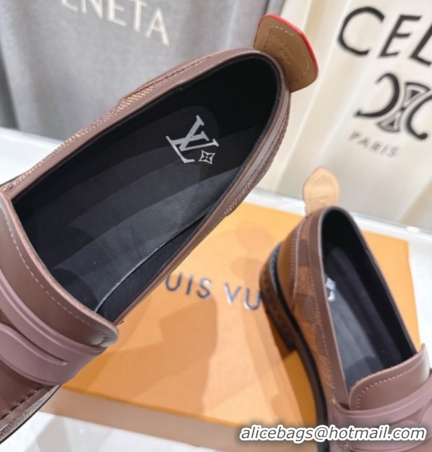 Sophisticated Louis Vuitton LV Bubble Loafers in Damier Canvas and Leather Brown 1AIJHI 1022071