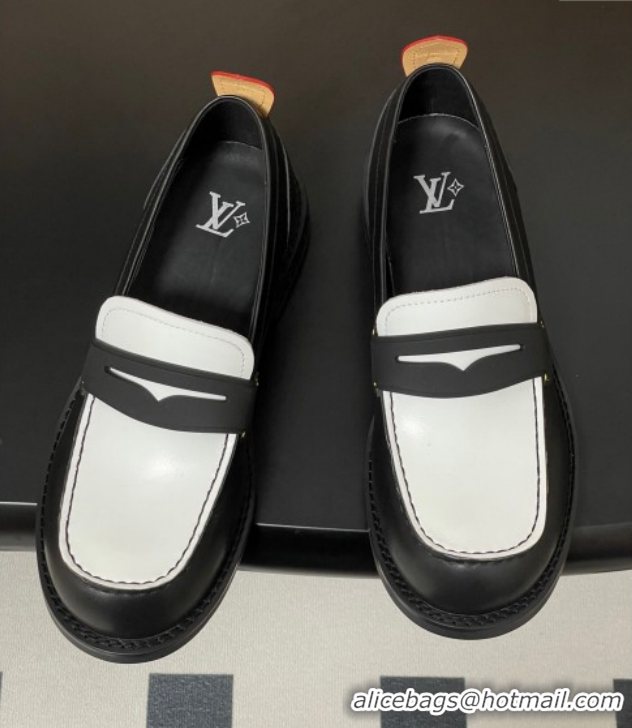 Perfect Louis Vuitton LV Bubble Loafers in Calf Leather Black/White 1AIJHI 1022073