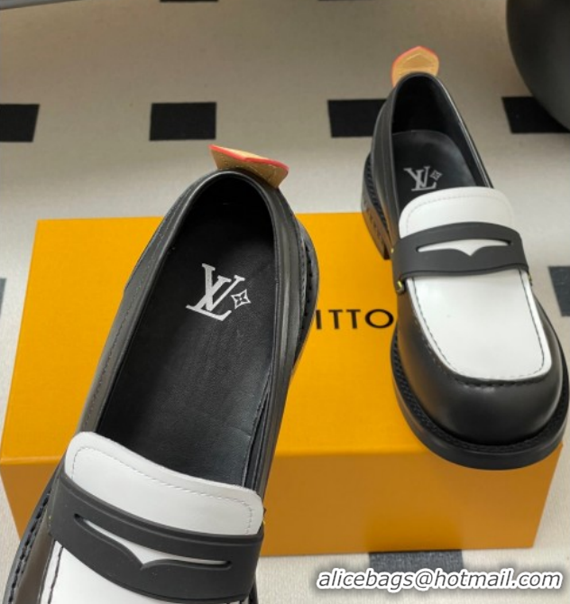 Perfect Louis Vuitton LV Bubble Loafers in Calf Leather Black/White 1AIJHI 1022073