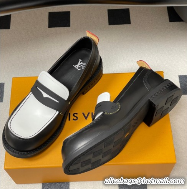 Perfect Louis Vuitton LV Bubble Loafers in Calf Leather Black/White 1AIJHI 1022073