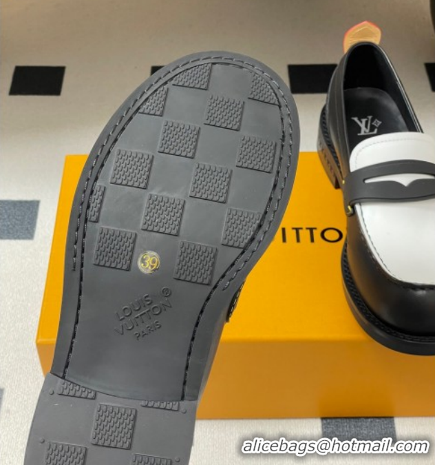Perfect Louis Vuitton LV Bubble Loafers in Calf Leather Black/White 1AIJHI 1022073