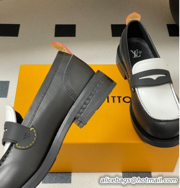 Perfect Louis Vuitton LV Bubble Loafers in Calf Leather Black/White 1AIJHI 1022073