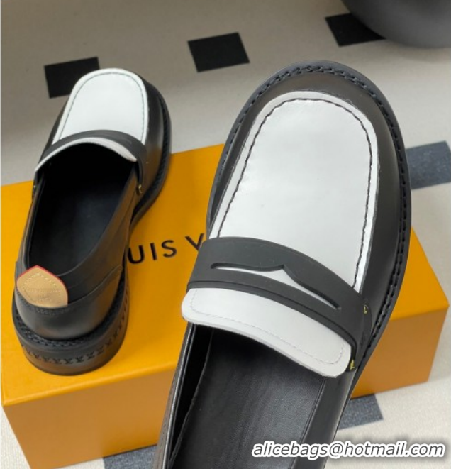 Perfect Louis Vuitton LV Bubble Loafers in Calf Leather Black/White 1AIJHI 1022073