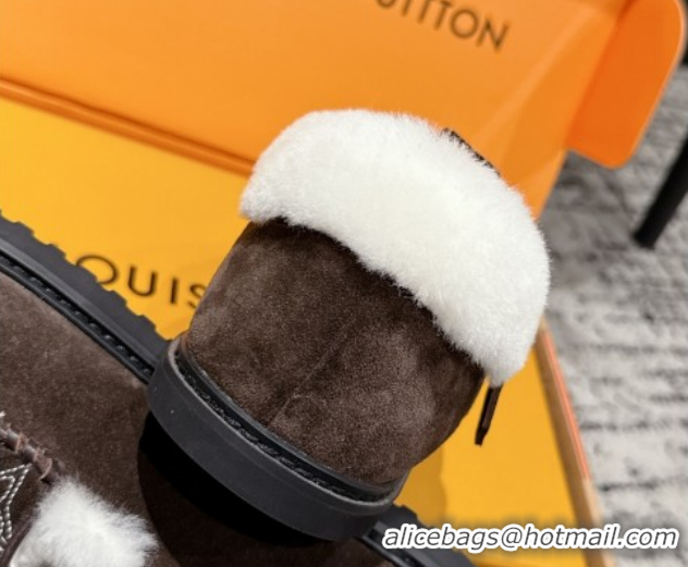 Fashion Louis Vuitton Colorado Comfort Mary Janes Loafers in Monogram-Embroidered Suede and Wool Brown 1AIGKZ 1022076