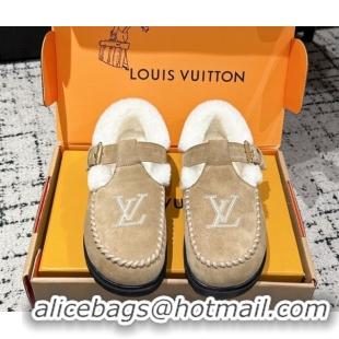 Good Quality Louis Vuitton Colorado Comfort Mary Janes Loafers in LV Suede and Wool Beige 1AIGKZ 1022081