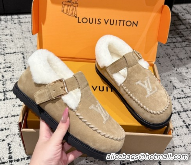 Good Quality Louis Vuitton Colorado Comfort Mary Janes Loafers in LV Suede and Wool Beige 1AIGKZ 1022081