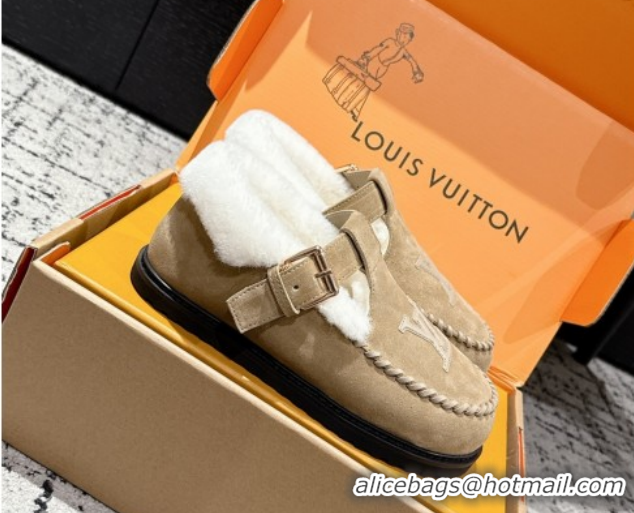 Good Quality Louis Vuitton Colorado Comfort Mary Janes Loafers in LV Suede and Wool Beige 1AIGKZ 1022081