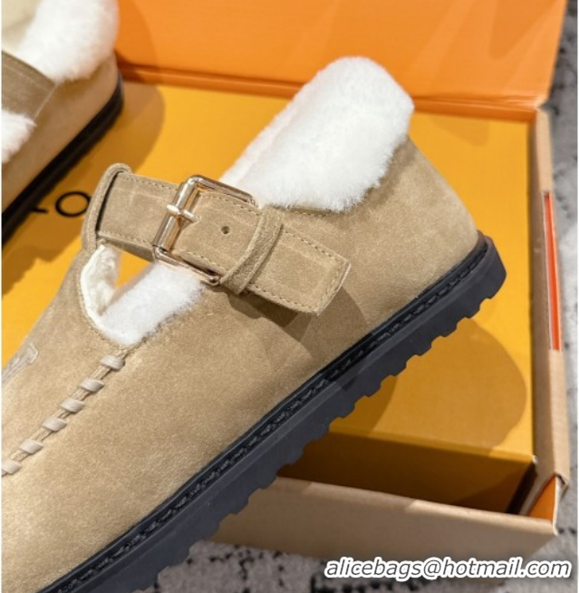Good Quality Louis Vuitton Colorado Comfort Mary Janes Loafers in LV Suede and Wool Beige 1AIGKZ 1022081