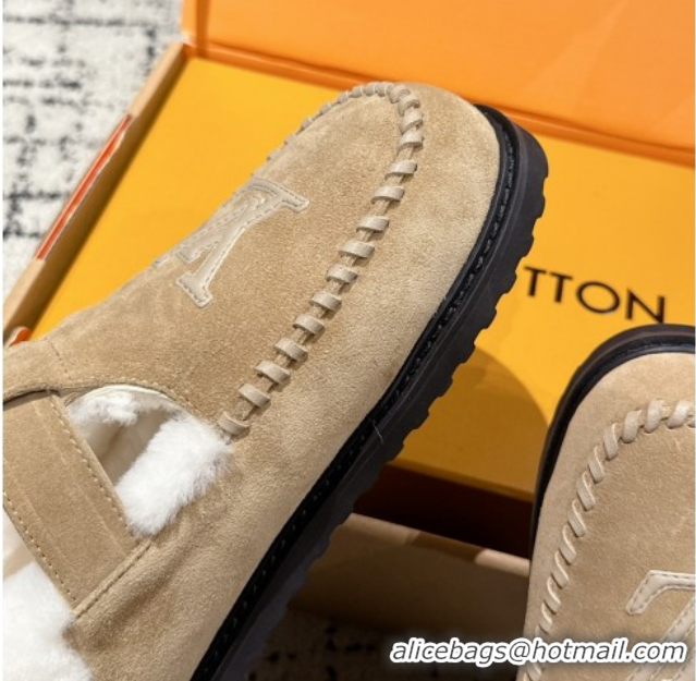 Good Quality Louis Vuitton Colorado Comfort Mary Janes Loafers in LV Suede and Wool Beige 1AIGKZ 1022081
