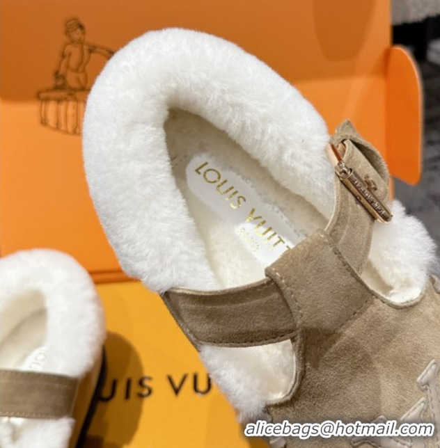 Good Quality Louis Vuitton Colorado Comfort Mary Janes Loafers in LV Suede and Wool Beige 1AIGKZ 1022081