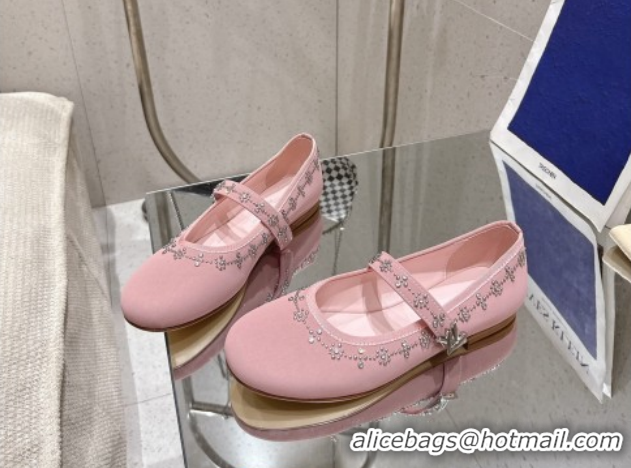 Big Discount Louis Vuitton Romy Flat Ballerinas Flat in Suede and Studs 1AICXL Vintage Rose Pink 1022083