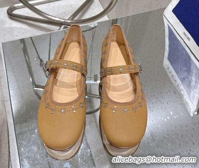 Sophisticated Louis Vuitton Romy Flat Ballerinas Flat in Suede and Studs 1AICXL Yellow 1022084