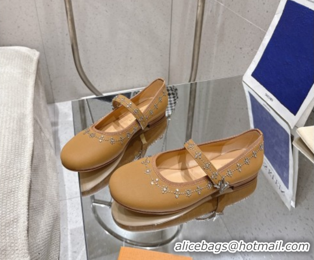 Sophisticated Louis Vuitton Romy Flat Ballerinas Flat in Suede and Studs 1AICXL Yellow 1022084