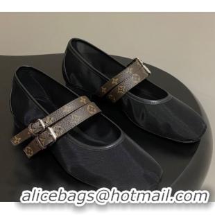 Most Popular Louis Vuitton Ballet Ballerinas Flat in Mesh and Buckle Strap 1AIS37 Black 1022086