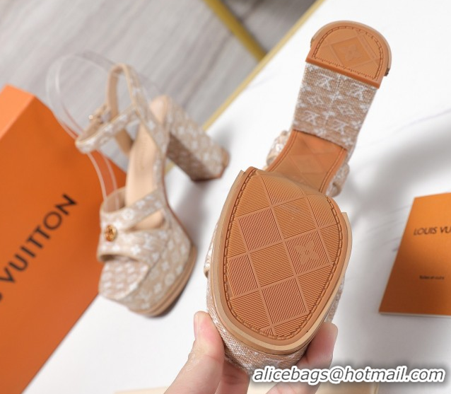 Good Quality Louis Vuitton Maya Heeled Platform Sandals 10cm in Monogram Raffia Straw 1AHOEH 1022092
