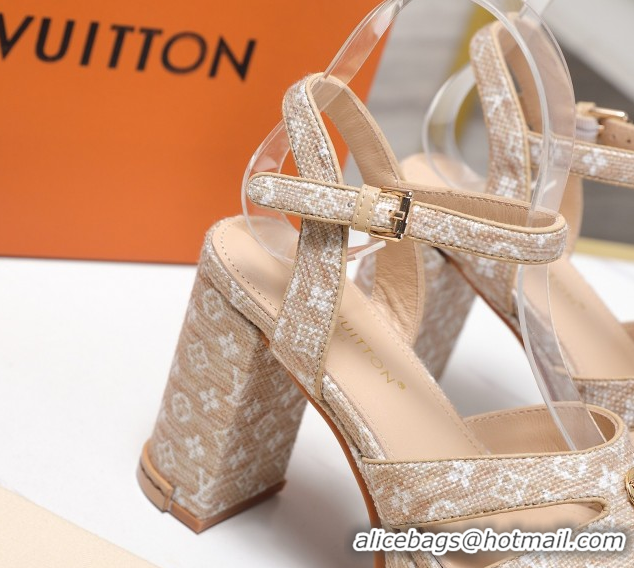 Good Quality Louis Vuitton Maya Heeled Platform Sandals 10cm in Monogram Raffia Straw 1AHOEH 1022092