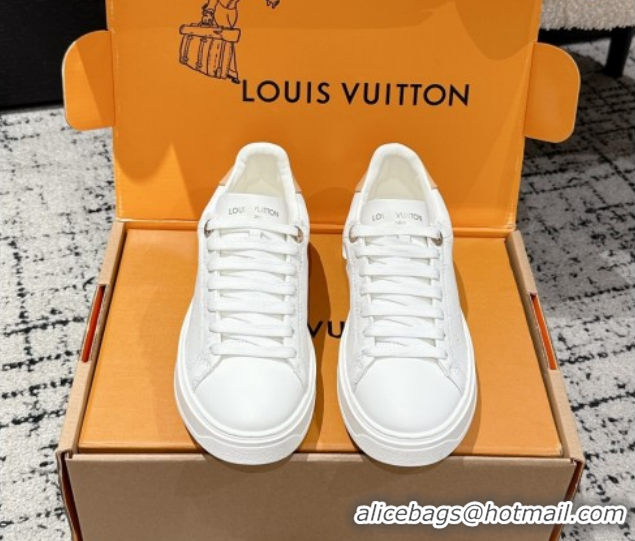 Stylish Louis Vuitton Time Out Sneakers in Perforated Leather White 1022093