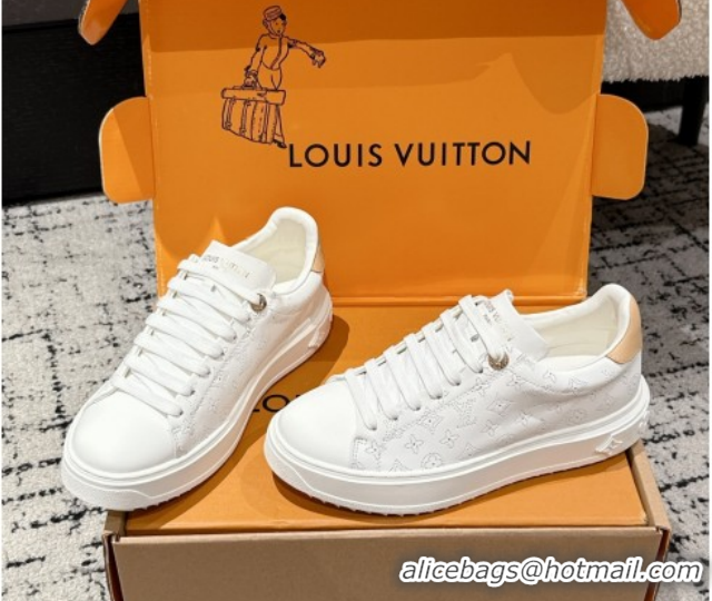 Stylish Louis Vuitton Time Out Sneakers in Perforated Leather White 1022093