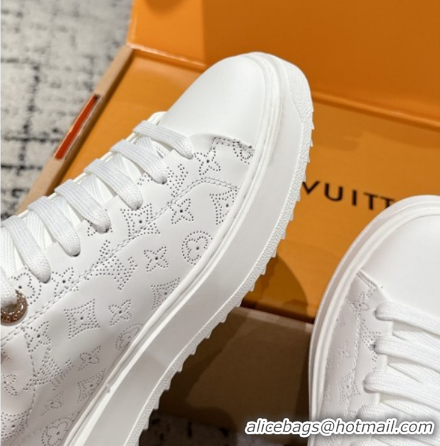 Stylish Louis Vuitton Time Out Sneakers in Perforated Leather White 1022093