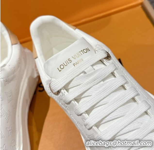 Stylish Louis Vuitton Time Out Sneakers in Perforated Leather White 1022093