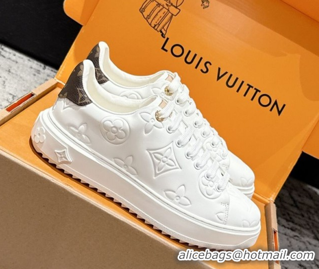 Good Product Louis Vuitton Time Out Sneakers in Maxi Monogram Leather White 1022094