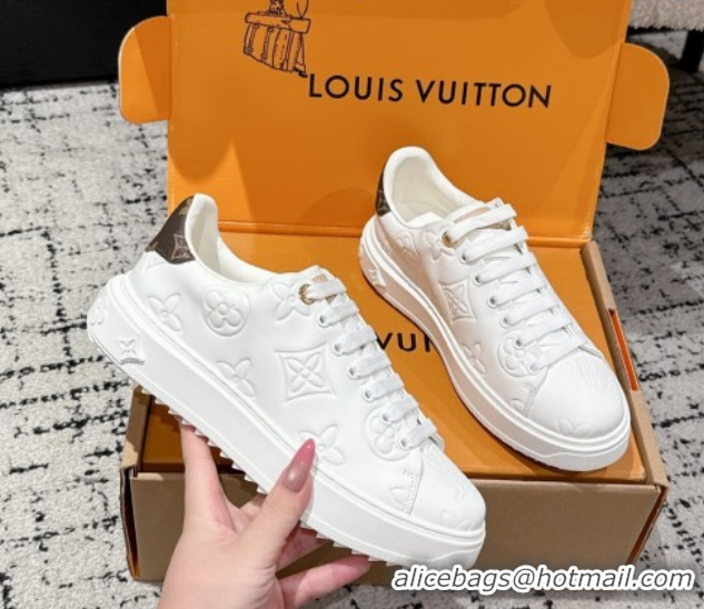 Good Product Louis Vuitton Time Out Sneakers in Maxi Monogram Leather White 1022094