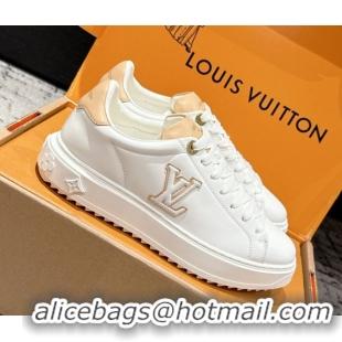1:1 aaaaa Louis Vuitton Time Out Sneakers in White Leather with LV Patch 1022095