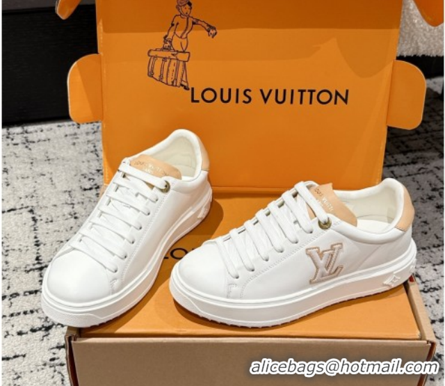 1:1 aaaaa Louis Vuitton Time Out Sneakers in White Leather with LV Patch 1022095