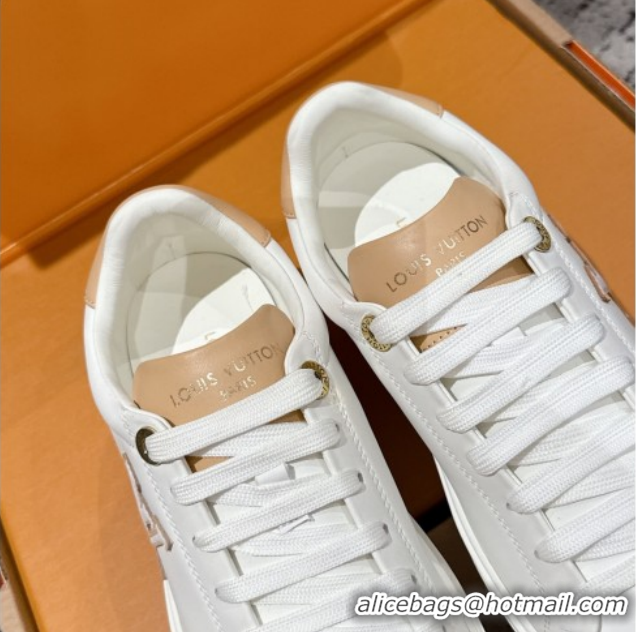 1:1 aaaaa Louis Vuitton Time Out Sneakers in White Leather with LV Patch 1022095