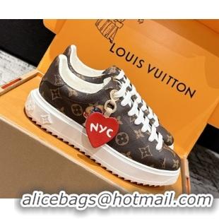 1:1 Louis Vuitton Time Out Sneakers in Monogram Canvas with Heart Tag 1022096