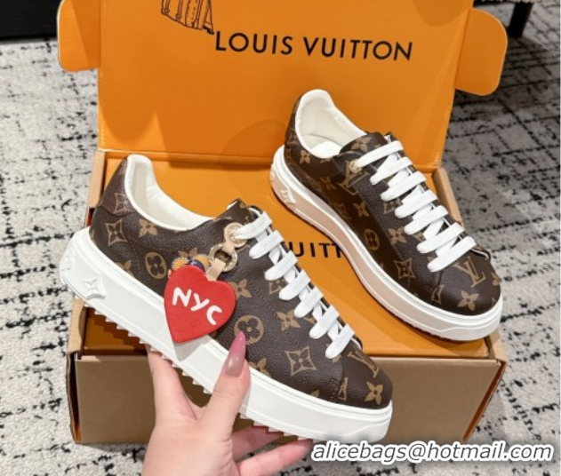 1:1 Louis Vuitton Time Out Sneakers in Monogram Canvas with Heart Tag 1022096