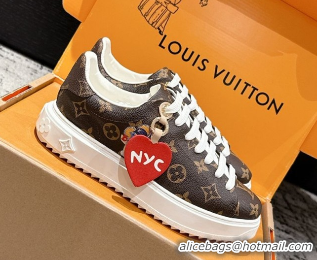 1:1 Louis Vuitton Time Out Sneakers in Monogram Canvas with Heart Tag 1022096
