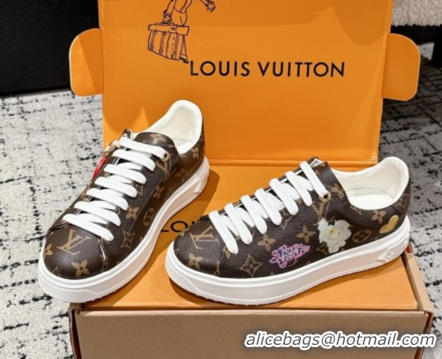 1:1 Louis Vuitton Time Out Sneakers in Monogram Canvas with Heart Tag 1022096