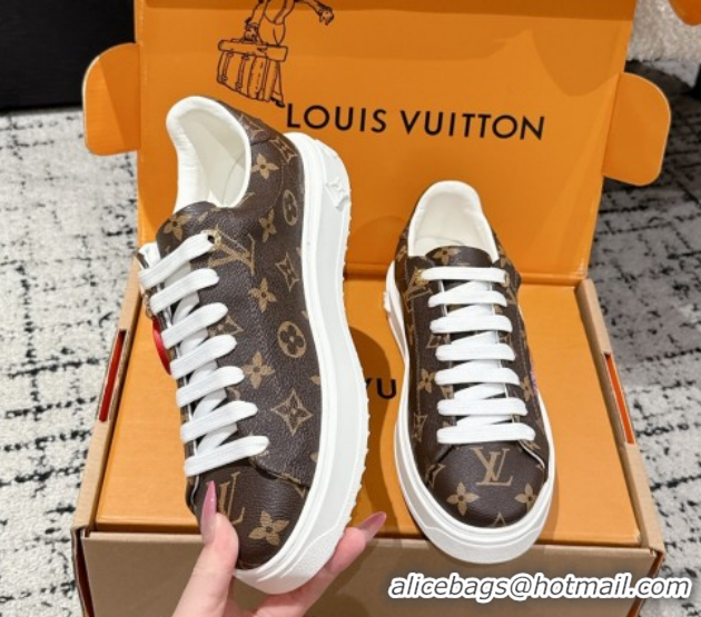 1:1 Louis Vuitton Time Out Sneakers in Monogram Canvas with Heart Tag 1022096