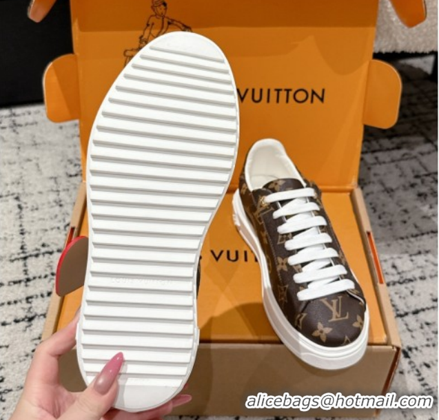 1:1 Louis Vuitton Time Out Sneakers in Monogram Canvas with Heart Tag 1022096