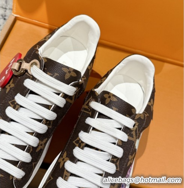 1:1 Louis Vuitton Time Out Sneakers in Monogram Canvas with Heart Tag 1022096