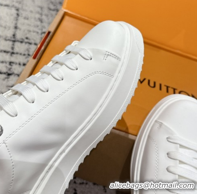 Duplicate Louis Vuitton Time Out Sneakers in Leather with Strass LV White/Silver 1022100
