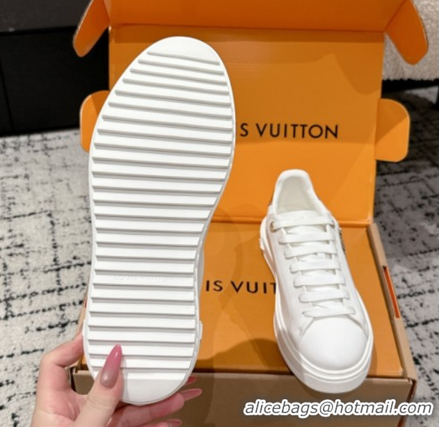 Hot Style Louis Vuitton Time Out Sneakers in Leather with Strass LV White/Gold 1022101