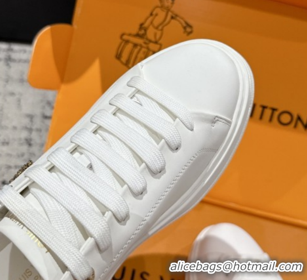 Hot Style Louis Vuitton Time Out Sneakers in Leather with Strass LV White/Gold 1022101