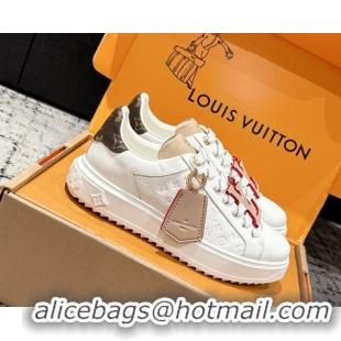 Best Product Louis Vuitton Time Out Sneakers in Leather with Tag White/Beige 1022102