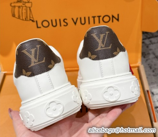 Best Product Louis Vuitton Time Out Sneakers in Leather with Tag White/Beige 1022102