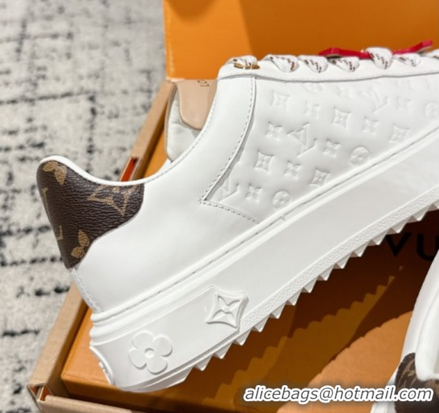 Best Product Louis Vuitton Time Out Sneakers in Leather with Tag White/Beige 1022102